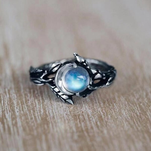 Moonstone Ring Bohemian Retro Crescent Ring