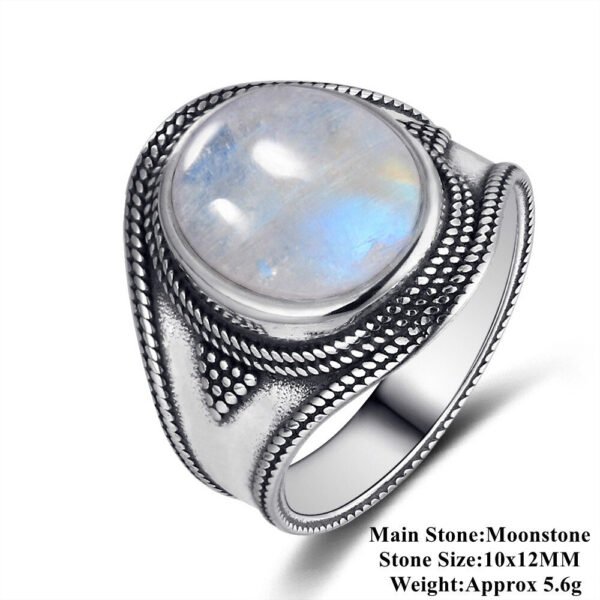 Natural Moonstone rings For Men Women's 925 Sterling Silver Jewelry Ring With Big Stones 11x17MM Oval Gemstones Gifts Wholesale
