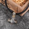 Viking Odin Hammer Anchor Norse Amulet Necklace Gold Genuine Leather Rope Chain Stainless steel Mjolnir Pendant Men Punk Jewelry