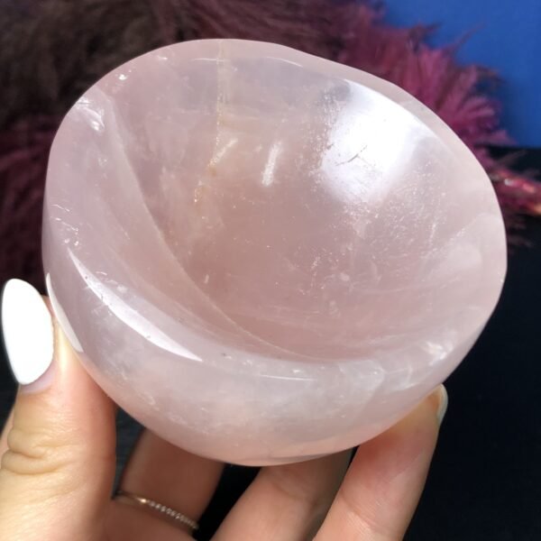 Natural Rose Quartz Bowl Heart Pink Carved Moon Crystal Pentagram
