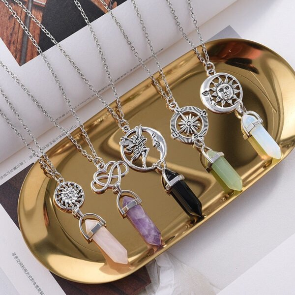 Crystals Pendants Necklaces | Amethyst Pendulum Necklace | Chakras Amethysts Necklace - Necklace