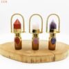Health Crystal Quartz Rollerball Pendant Point Prism Oil Diffuser Gems Stone Perfume Bottle Glass Vial Urn Charm For Necklace - Pendants