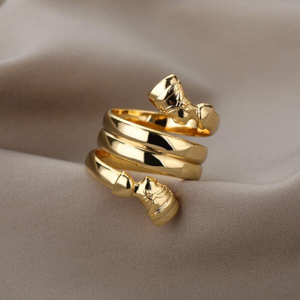 Egyptian Double Coil Ankh Cross Rings For Women Jewelry Stainless Steel Ring Africa Egypt Finger Ring Wedding Party Gift