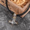 Viking Odin Hammer Anchor Norse Amulet Necklace Gold Genuine Leather Rope Chain Stainless steel Mjolnir Pendant Men Punk Jewelry
