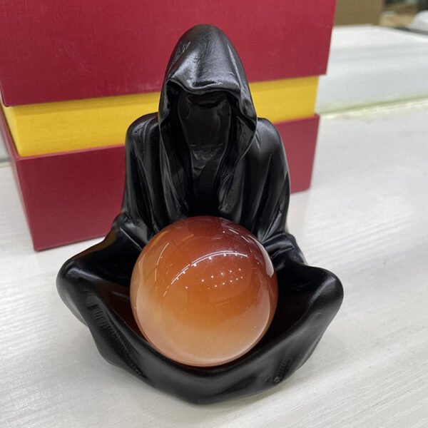 Hermit Resin Statue Crafts Ornaments Crystal Ball Holder Sphere Display Stand Pedestal Living Room Home Decor