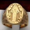 Bohemia Soldier Badge Armor Domineering Men's Ring Vintage Gold Orthodox Virgin Mary Religion Rings for Women Party Gift Jewelry