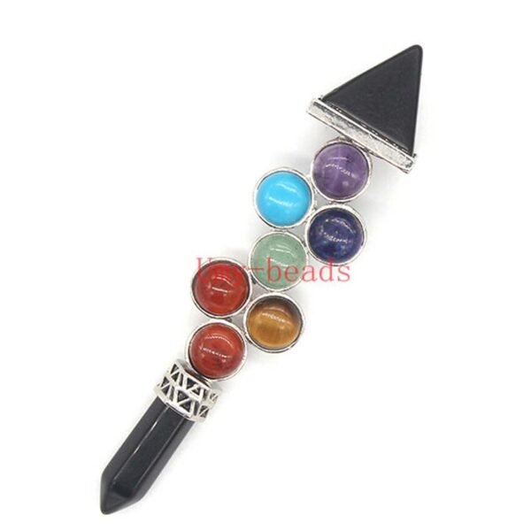 KFT Natural Stone Pyramid 7 Chakra Points Energy Generator Reiki Chakra Healing Crystal Stone Transmitter Jewelry