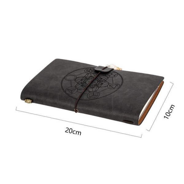 Black magic runes notebook charka blending with natural crystal column