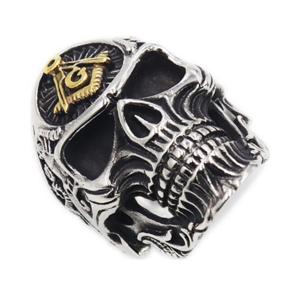 Vintage Freemason Skull Ring Stainless Steel Knight Templar Ring