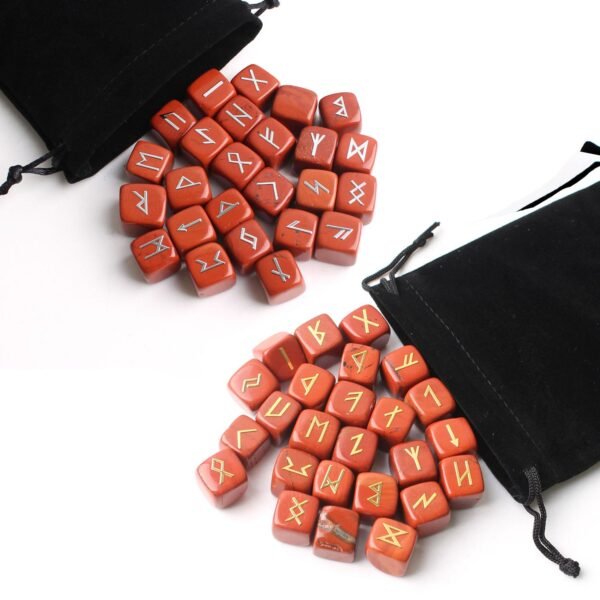 25Pcs Natural Chakra Various Cube Crystals Runes Metal Symbol Fortune-telling Divination Rock Stones
