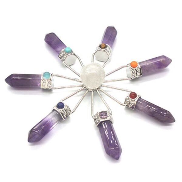 KFT Natural Stone Pyramid 7 Chakra Points Energy Generator Reiki Chakra Healing Crystal Stone Transmitter Jewelry