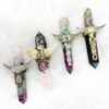 Healing Natural Gemstone Quartz Wand Hand Made Various Material Magic Wand For Gift Tss| |