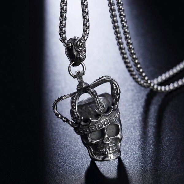 Viking Magic~Hip Hop Punk Casting Stainless Steel Vintage Cross Imperial Crown Skull Pendants Necklaces For Men Jewelry HE056