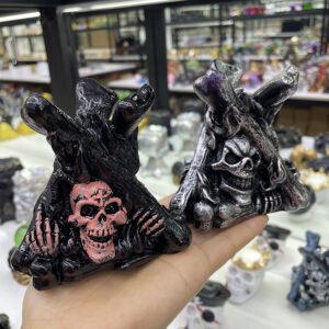 Hip-Hop-Skull-Face-Intersect-Statue-for-Crystal-Ball-Base-Stand-Resin-Sculpture-Figurines-Display-Home Hip Hop Skull Face Intersect Statue for Crystal Ball Base Stand Resin Sculpture Figurines Display Home Ornament for 7-9cm Sphere