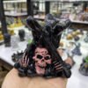 Hip Hop Skull Face Intersect Statue for Crystal Ball Base Stand Resin Sculpture Figurines Display Home Ornament for 7-9cm Sphere