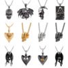 Skeleton Mexican Skull Head Necklace Bloodshed Death Evi Eyes Angel Big Long Chain Men Necklaces