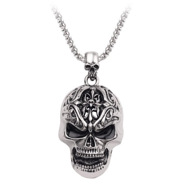 Skeleton Mexican Skull Head Necklace Bloodshed Death Evi Eyes Angel Big Long Chain Men Necklaces