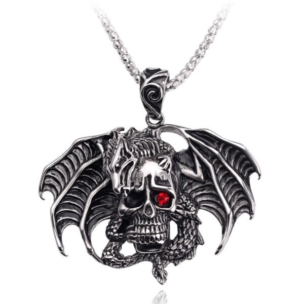 Skeleton Mexican Skull Head Necklace Bloodshed Death Evi Eyes Angel Big Long Chain Men Necklaces