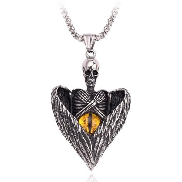 Skeleton Mexican Skull Head Necklace Bloodshed Death Evi Eyes Angel Big Long Chain Men Necklaces