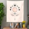 Hippie  Evil Eyes Tapestry Moon Phase Psychedelic Carpet Hanging Wall Tapestries Tarot Ouija Fatima Hand Boho Home Decor