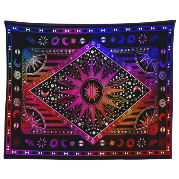 Hippie Mandala Sun and Moon Maditation Tapestry Wall Hanging Indian Golden Burning Sun Stars Psychedelic Popular tapestries