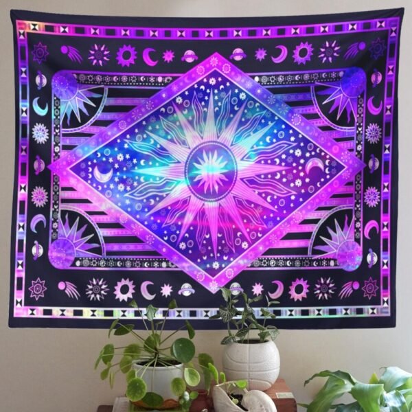 Hippie Mandala Sun and Moon Maditation Tapestry Wall Hanging Indian Golden Burning Sun Stars Psychedelic Popular tapestries