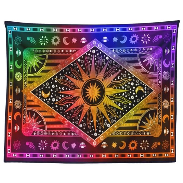 Hippie Mandala Sun and Moon Maditation Tapestry Wall Hanging Indian Golden Burning Sun Stars Psychedelic Popular tapestries