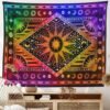 Hippie Mandala Sun and Moon Maditation Tapestry Wall Hanging Indian Golden Burning Sun Stars Psychedelic Popular tapestries