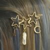 Hollow star moon natural colorful white crystal raw crystal pendant one word hairpin gift