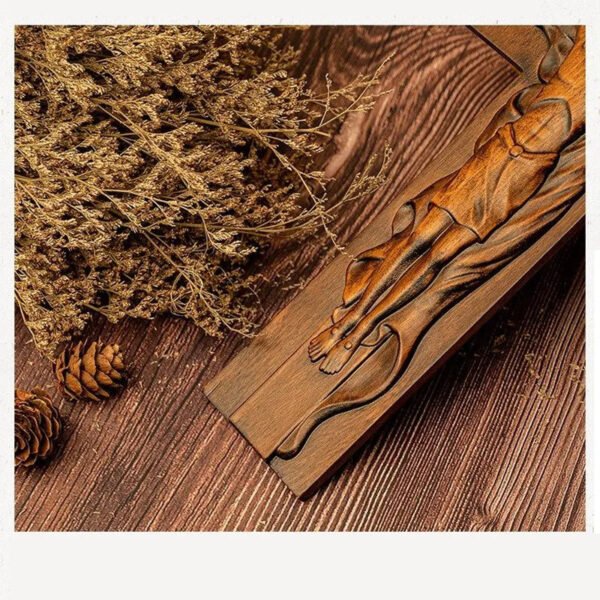 Holy Bible Trinity Cross Beech Christ Carving Wood Church Fater And Son Statue Wall Decor Christmas Figures