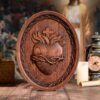Holy Family Three Hearts Wall Decoration, Wood Carving, Sacred Heart of Jesus, Sacred Heart of Mary, Heart of Joseph