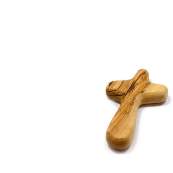 Holy Land Olive Wood Caring Cross Holding Church Utensils Souvenirs Religious Pocket Jesus Christ