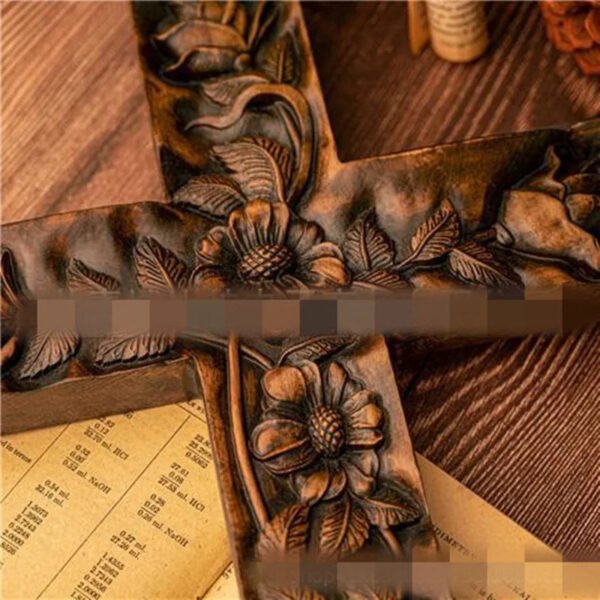 Holy Relic Rose Cross Wall Virgn Beech Wood Christ CarvingRelief Home Decoration Church Souvenirs