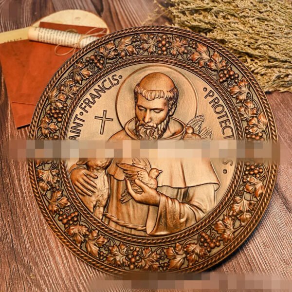 Holy Saint Francis Wooden Carving Handicrafts Religious Figures Christmas Church Souvenirs