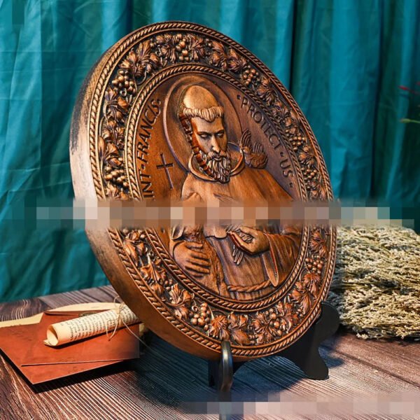Holy Saint Francis Wooden Carving Handicrafts Religious Figures Christmas Church Souvenirs