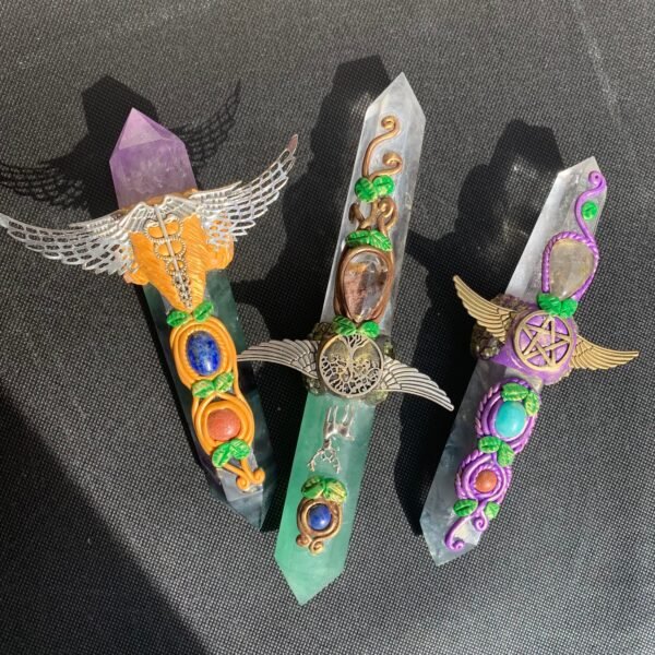 Home Decoraton Natural Citrine Quartz Rose Fluorite Crystal Chakra Wand Crystal Gemstone Reiki Healing Magic Wand