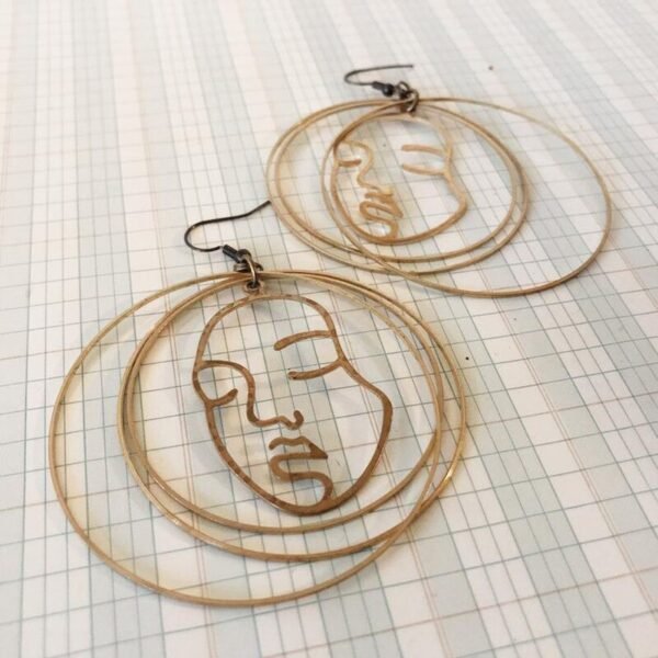 Hoop Face Earrings Brass Hoops Mobile Head Profile Hair Halo Simple Everyday Jewelry Fashion Bohemian Women Gift 2020 New