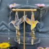 Humming Bird and Rainbow Crystals Earrings