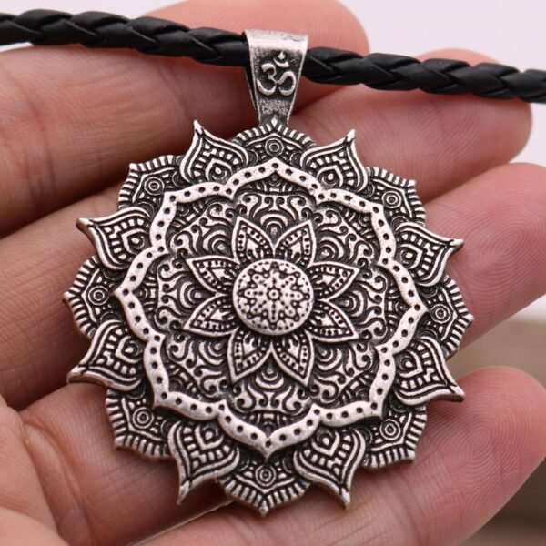 vIndian Mythology Ancient Indian Mandala Flower Necklace Mandala Pendant Zen Yoga OM Pendant