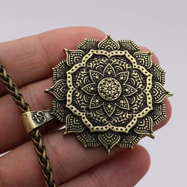 vIndian Mythology Ancient Indian Mandala Flower Necklace Mandala Pendant Zen Yoga OM Pendant