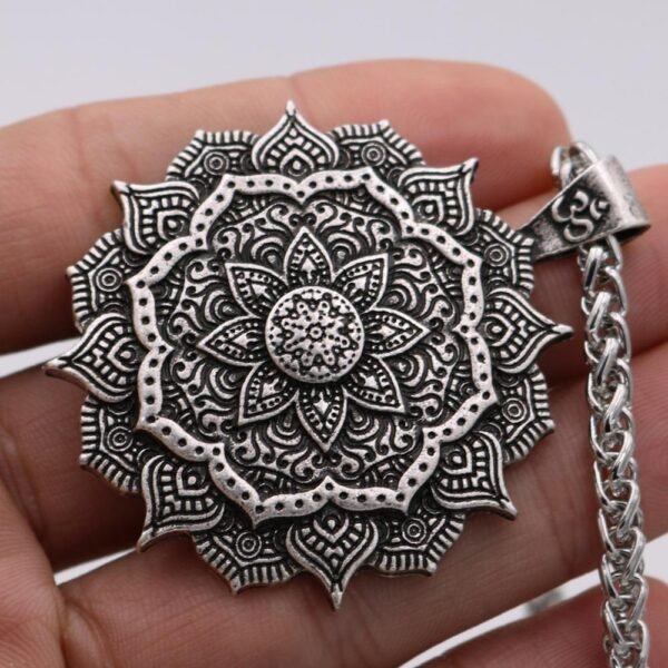 vIndian Mythology Ancient Indian Mandala Flower Necklace Mandala Pendant Zen Yoga OM Pendant