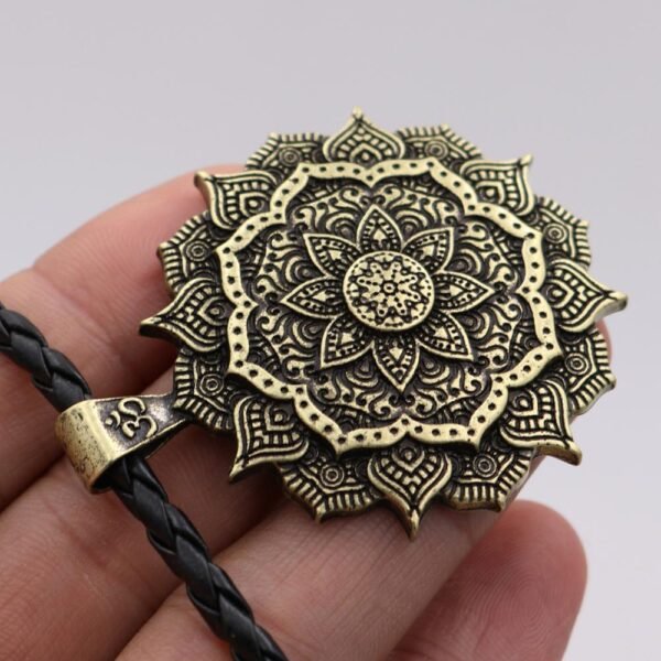 vIndian Mythology Ancient Indian Mandala Flower Necklace Mandala Pendant Zen Yoga OM Pendant