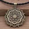vIndian Mythology Ancient Indian Mandala Flower Necklace Mandala Pendant Zen Yoga OM Pendant