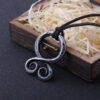 Iron Color Viking Odin Rune Pendant Necklace with Stainless Steel Chain As Men Gift with wooden box