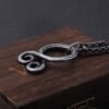 Iron Color Viking Odin Rune Pendant Necklace with Stainless Steel Chain As Men Gift with wooden box