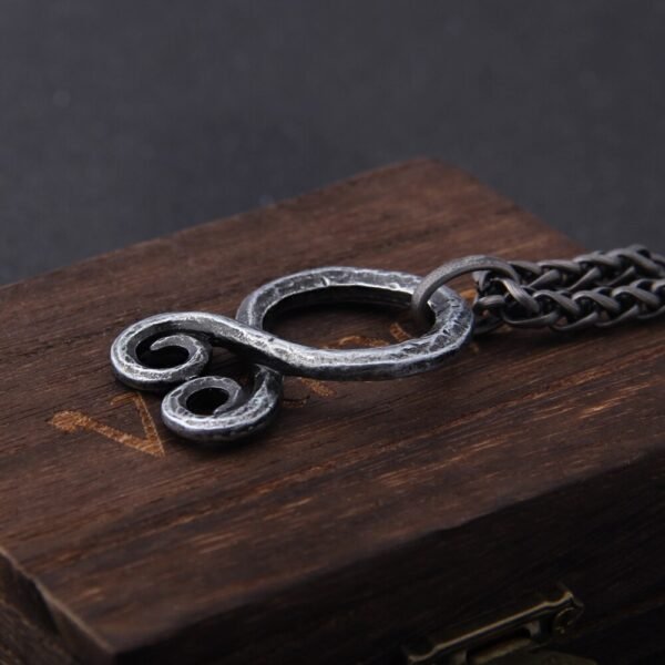 Iron Color Viking Odin Rune Pendant Necklace with Stainless Steel Chain As Men Gift with wooden box