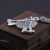 Iron Color Viking axe and Odin Rune Necklace with Stainless Steel Chain As Men Gift and wooden box