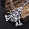 Iron Color Viking axe and Odin Rune Necklace with Stainless Steel Chain As Men Gift and wooden box