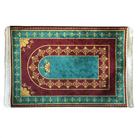 Islamic Prayer Mat Velvet Muslim Rug Worship Blanket Flool Carpet Washable Home Decor Church Utensils