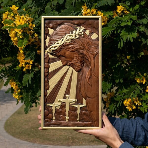 Jesus Christ Wood Carved Plaque Catholic Religious Figure Crucifix Christian Home Wall Decor Art Jesus Cross Wall